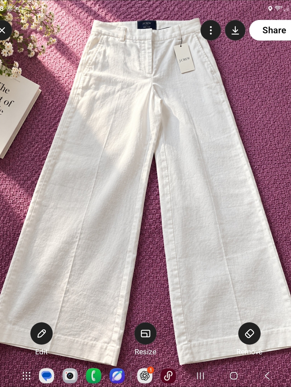 J. Crew Cream Wide-Leg High-Rise Jeans Size 4 Slim